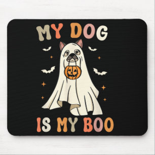 Mousepad Meu Cachorro é Meu Amor Fantasma de Halloween