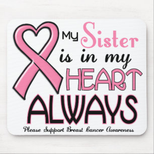 Mousepad Meu coração é com meu CANCRO DA MAMA da irmã