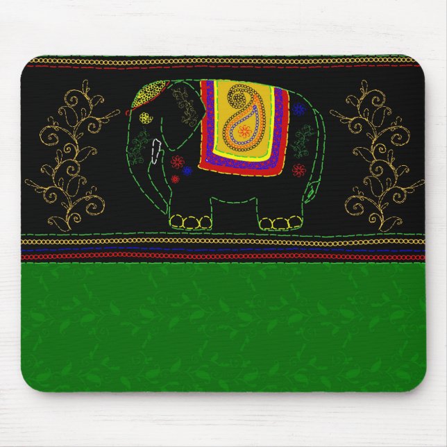 Mousepad Meu elefante indiano - esmeralda (Frente)