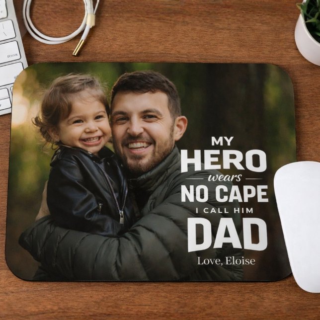 Mousepad Meu Herói Não Usa Cape Foto Presente Dia dos Pais (Criador carregado)