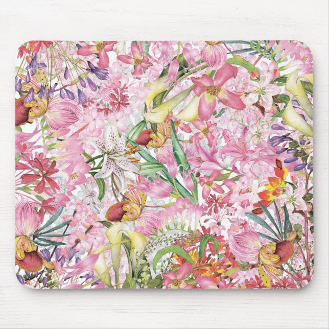 Mousepad Meu jardim de flores exóticas de folhagem tropical (Frente)