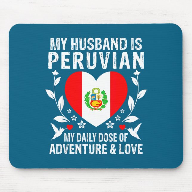 Mousepad Meu marido marido peruano bandeira do peru Design (Frente)