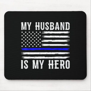 Mousepad Meu marido meu herói linha azul fina policial m