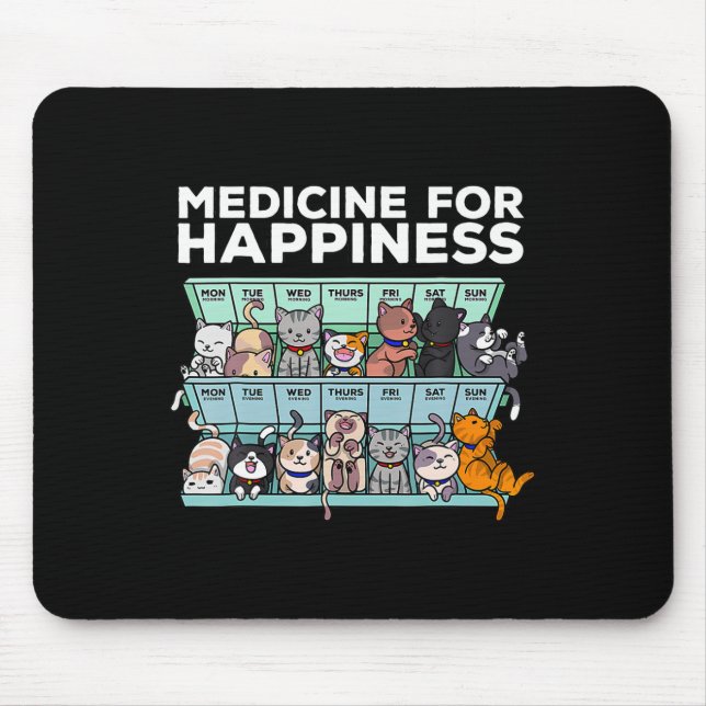 Mousepad Meu Medicamento Para Felicidade Chamava Gatos Todo (Frente)