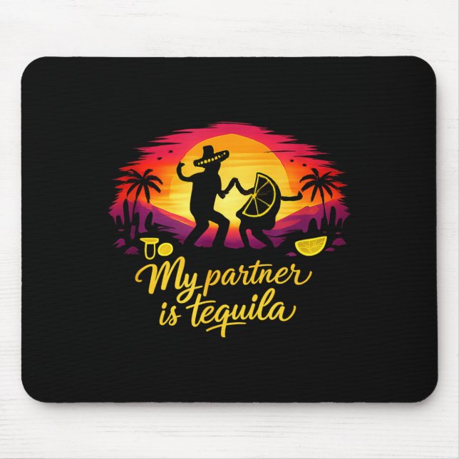 Mousepad Meu parceiro é piada de dança do pôr do sol da equ (Frente)