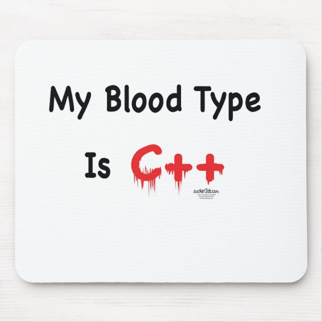 Mousepad Meu tipo de sangue é c++ (Frente)