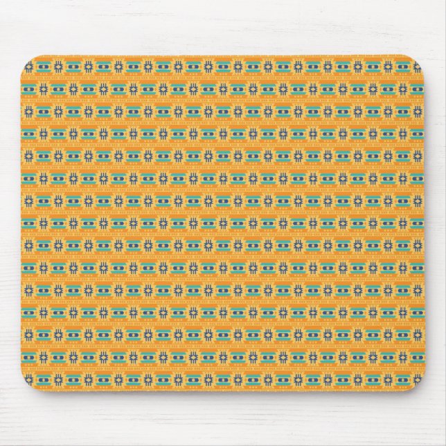 Mousepad Mexican inspired pattern in yellow and blue (Frente)