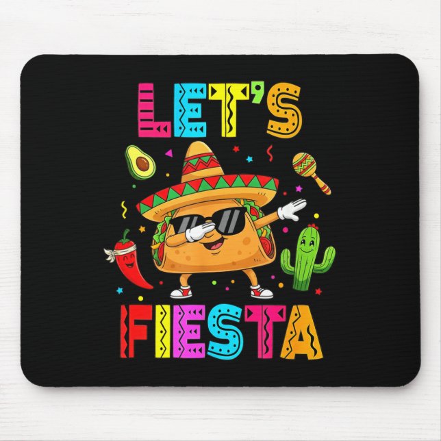 Mousepad Mexicano Vamos Festa Engraçado Taco Dabbing Cinco  (Frente)