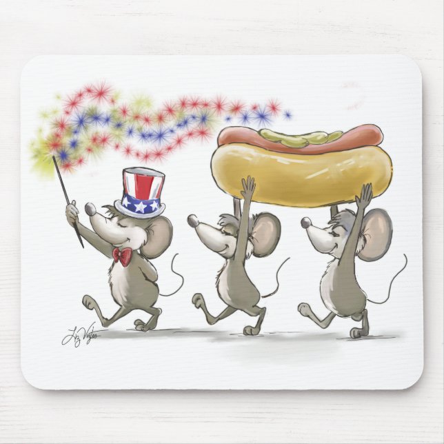 Mousepad Mic, Mac & Moe's Happy 4 de julho (Frente)