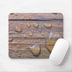 Mousepad Miçanga da água na fotografia de madeira manchad