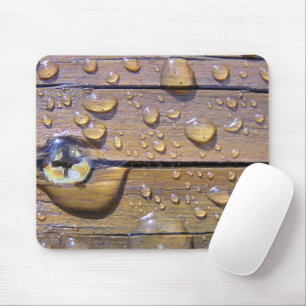 Mousepad Miçanga da água na fotografia de madeira manchad