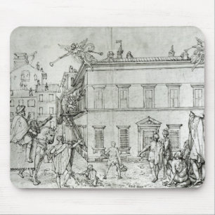 Mousepad Michelangelo a cavalo, visitando um artista