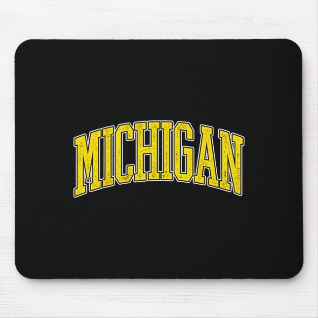 Mousepad Michigan Antigo Design de Esportes Universitários  (Frente)