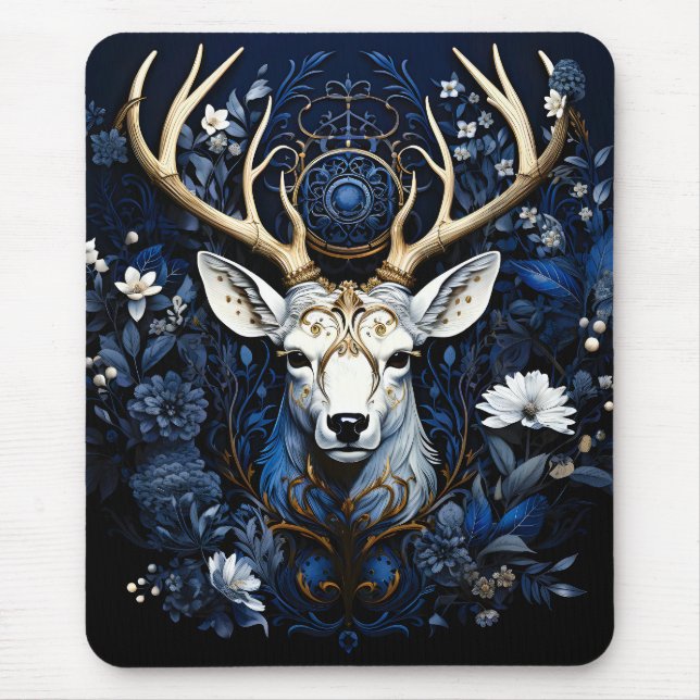 Mousepad Midnight Celestial Floral Gothic Deer  (Frente)