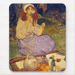 Mousepad Miguela, ainda ajoelhada, coloque-a no lábio