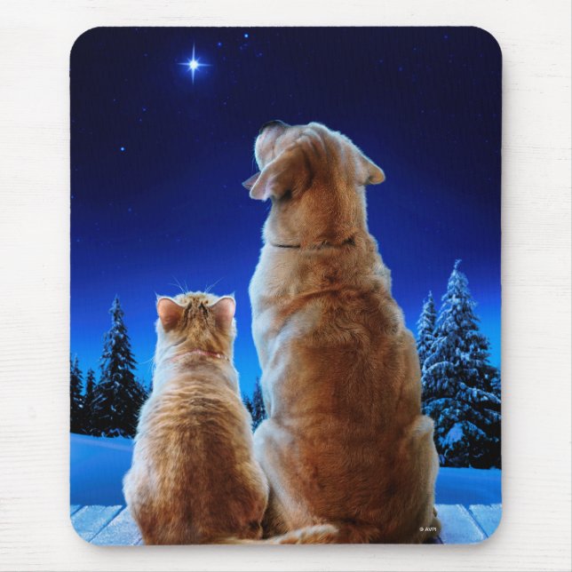 Mousepad Milagre de Natal de Gato e Cão (Frente)