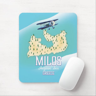 Mousepad Milos, poster de viagens grego art. do mapa da