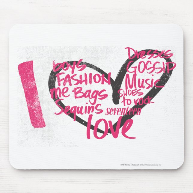 Mousepad Mim magenta dos grafites do coração (Frente)