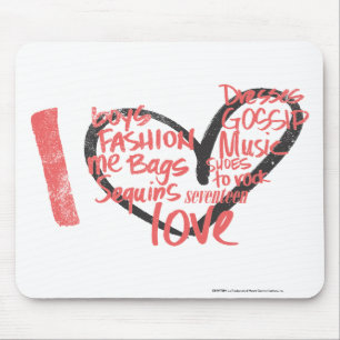 Mousepad Mim rosa dos grafites do coração