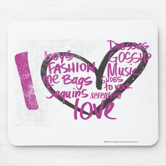 Mousepad Mim roxo dos grafites do coração (Frente)