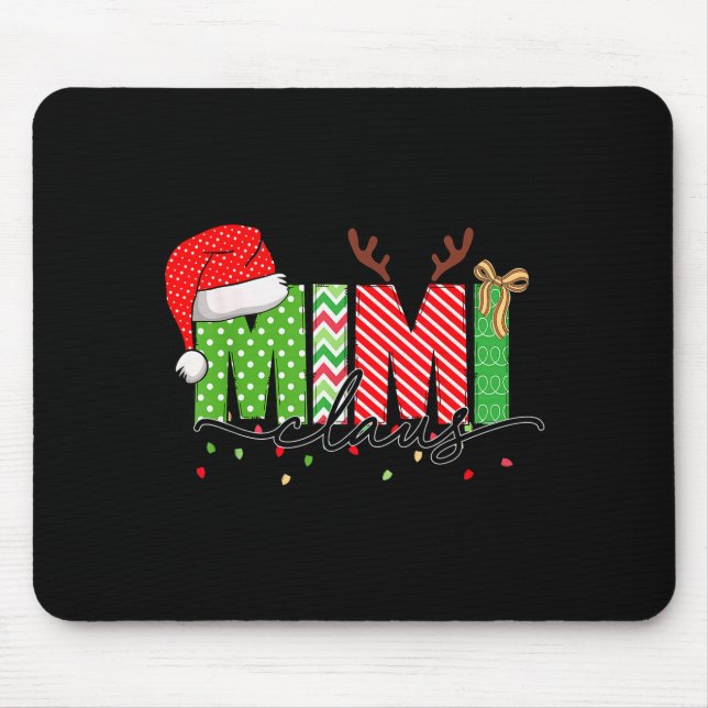 Mousepad Mimi Claus Christmas Lights Pajama Family Matching (Frente)