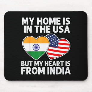 Mousepad Minha Casa EUA Meu Coração Índia Orgulho Americano