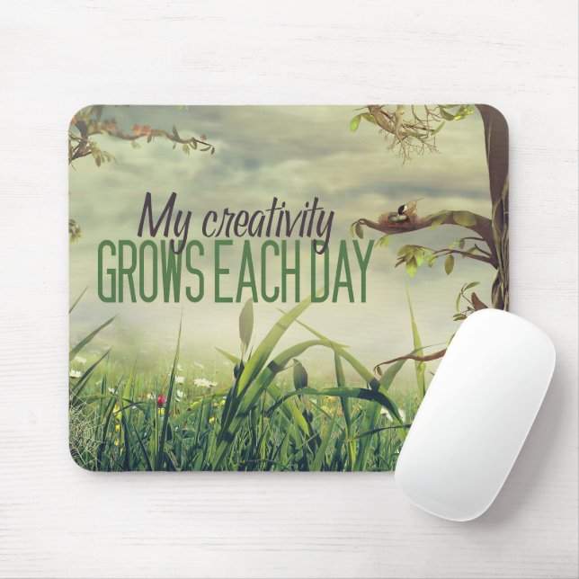 Mousepad "Minha criatividade cresce" Afirmação de Motivação (Com mouse)