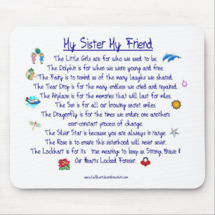 Mousepad MINHA IRMÃ meu poema do amigo com gráficos