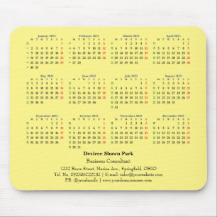 Mousepad Mini Calendário 2023 Segunda-Feira ISO Semana