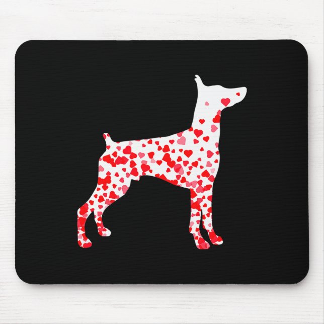 Mousepad Miniatura Pinscher Coração Cachorro Dia dos Namora (Frente)