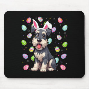 Mousepad Miniatura Schnauzer Cachorro Páscoa Ovo Caça Coelh
