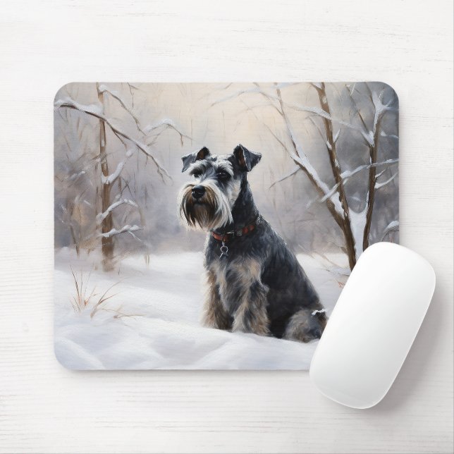 Mousepad Miniatura Schnauzer Deixe-A Neve Natal (Com mouse)