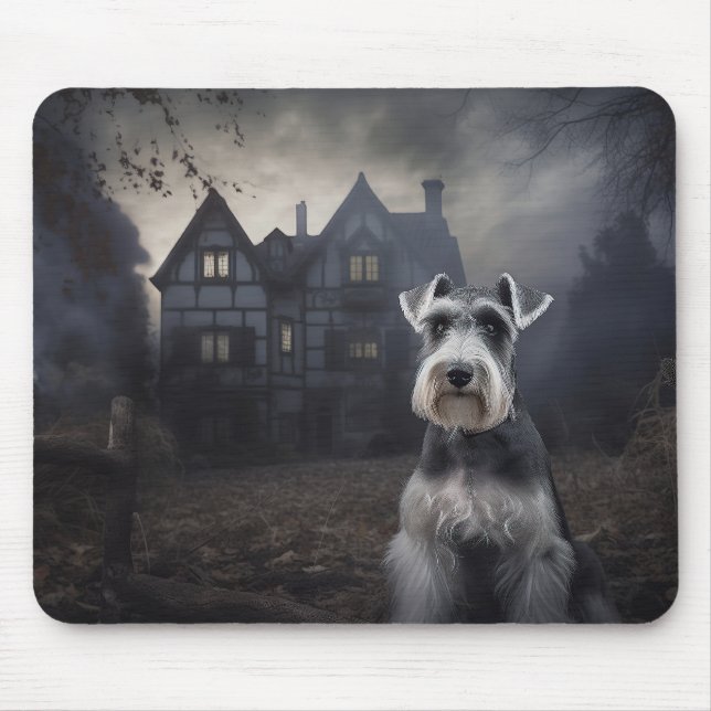 Mousepad Miniatura Schnauzer Halloween Scary (Frente)
