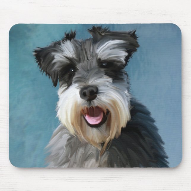 Mousepad Miniatura Schnauzer — Pintura De Cor De Água (Frente)