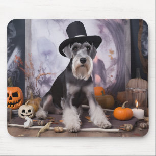Mousepad Miniatura Schnauzer Pumpkins Halloween Assustado