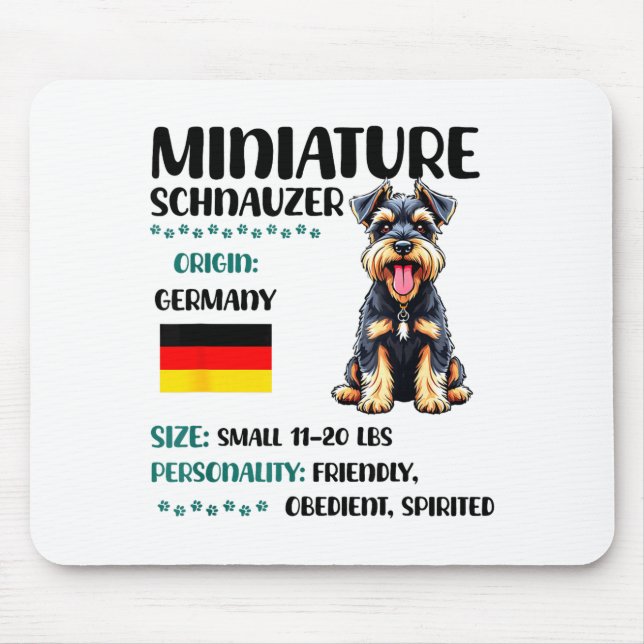 Mousepad Miniature Schnauzer Origin Funny Mini Schnauzer Lo (Frente)