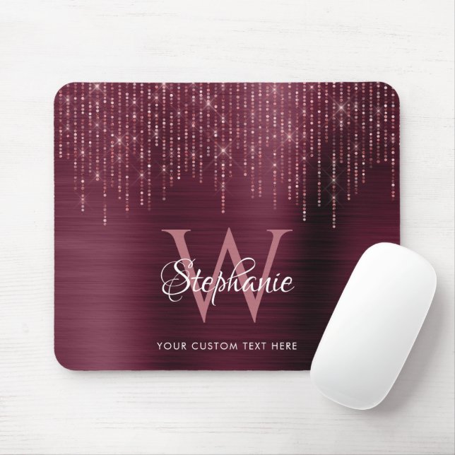 Mousepad Minigrama Rosa Dourada de Monograma  (Com mouse)