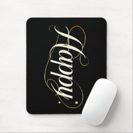 Mousepad Minimalist Elegant Gold Happy Typography - Classy 