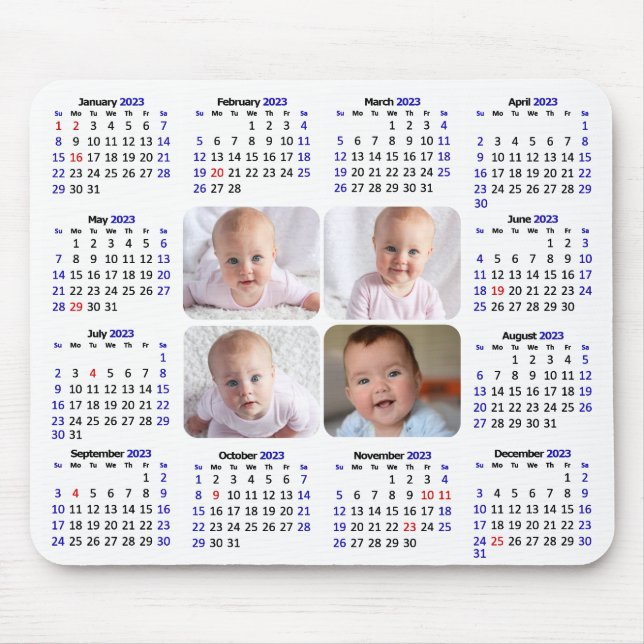 Mousepad Minimalista de Foto Personalizada do Calendário 20 (Frente)