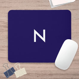 Mousepad Minimalista Moderno Monograma Azul Escuro