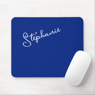 Mousepad Minimalista Nome em Script Azul Personalizado Clás
