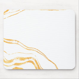 Mousepad Mínimo branco e Ouro mármore