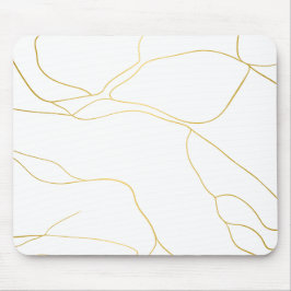Mousepad Mínimo branco e Ouro mármore