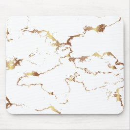 Mousepad Mínimo branco e Ouro mármore