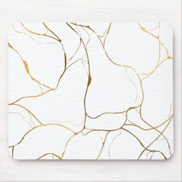 Mousepad Mínimo branco e Ouro mármore