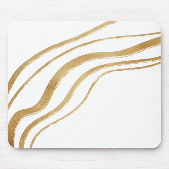 Mousepad Mínimo branco e Ouro mármore (Frente)
