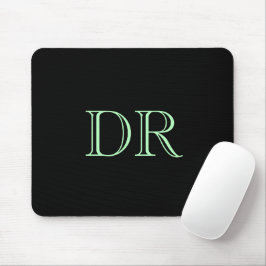 Mousepad Mínimo de iniciais personalizadas verdes pretas