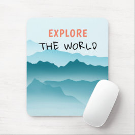 Mousepad Mínimo de Montanhas Azuis Ondas Explorar Citação