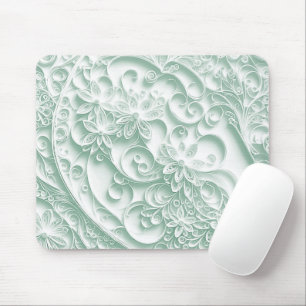 Mousepad Mint Green Paper Quilling Daisy Design