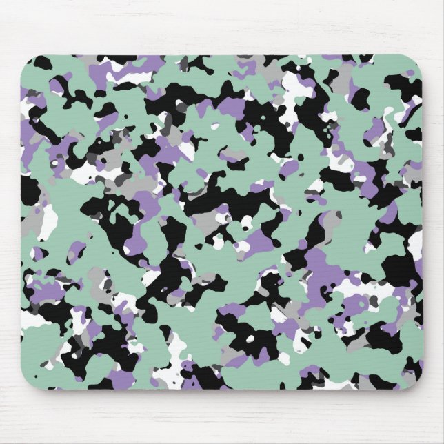 Mousepad Mint Green & Purple Camouflage Impressão (Frente)